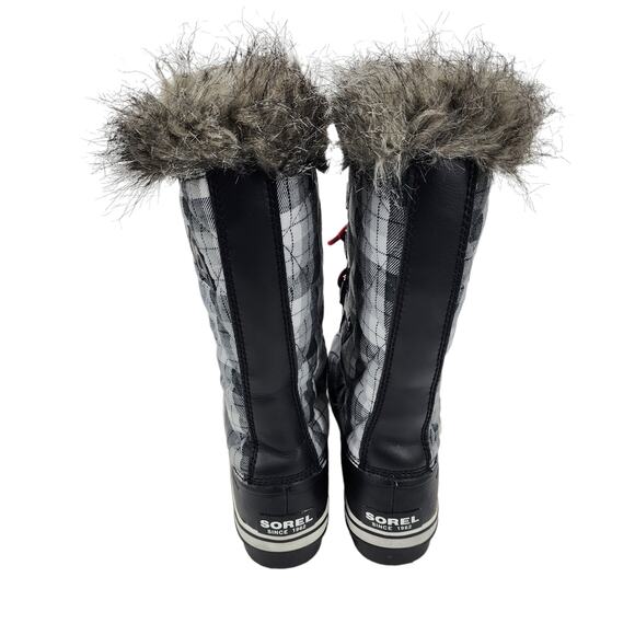 Sorel Joan Of Arctic NL1797-010 Plaid Black Lace Faux Fur Size 11 Waterproof - Picture 2 of 8
